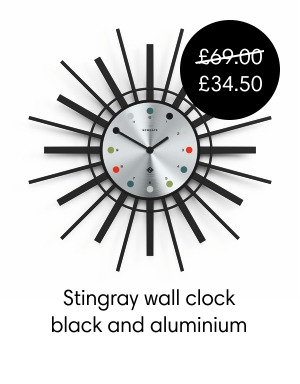 Newgate Stingray wall clock in black and aluminium