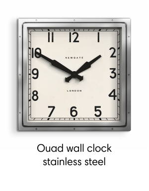   Newgate Quad wall clock in stainless steel