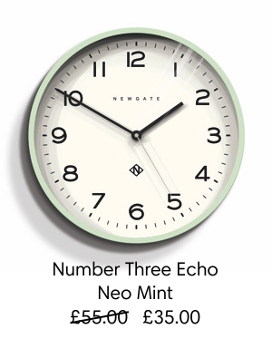   Newgate Echo Number Three wall clock in neo-mint