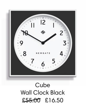   Newgate The Cube clock in white and black